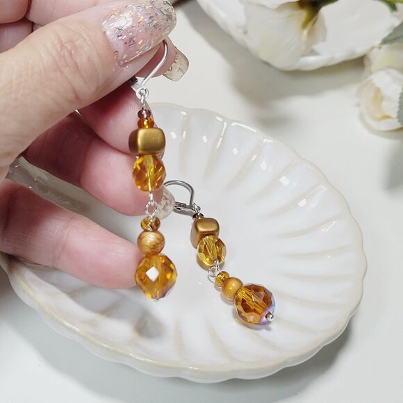 NEW BOHEMIALIZ earrings 689gldn#mfs Czech golden dangle earrings fairy earrings - Picture 6 of 6